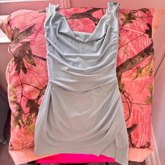 tiger mist light baby blue backless tie cinch waist mini dress - Picture 8 of 8